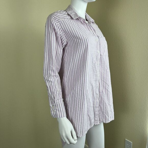 Anthropologie Women's Size XXS Longline Buttondown Striped Tunic Shirt Blouse - Picture 8 of 13